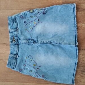Buffalo David Bitton Girls 7 Embroidered Floral Denim‎ Skirt with Raw Edge